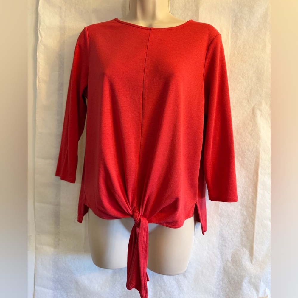 J. Jill Red Tie-front three quarter sleeve blouse top‎ Sz-S.  CC17